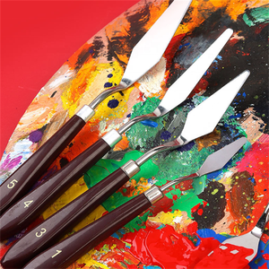 سكاكين لوح ملاعق من الفولاذ المقاوم للصدأ بمقبض خشبي للزيت وطلاء الغواش مستلزمات فنية أساسية - Product Image 4