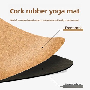 Tapis de yoga fitness antidérapant en liège naturel de 5 mm d'épaisseur, écologique, pour femmes, utilisation en salle de sport et studio - Product Image 2