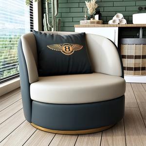 Modern Round Leather Sofa Chair Set Upholstered Foam Filling For Living Room Bedroom <b>Balcony</b> Study Space - Product Image 3