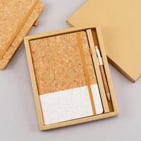 Nouveau design – Carnet A5 en liège et bambou avec grain de bois, 100 feuilles, journal écologique à couverture rigide, cadeau