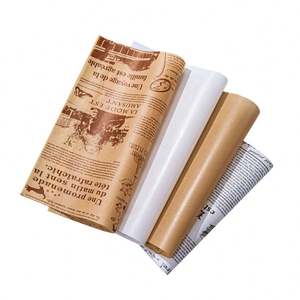 Papier sulfurisé alimentaire 25x25cm, résistant à la graisse, imprimé, épaissi, pour emballer pain, sushi, pizza, revêtement simple face - Product Image 1