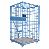 Chariot de stockage robuste en métal avec porte simple et roulettes pour entrepôt, idéal pour le transport de marchandises