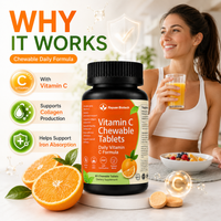 Amazon Resale Export Import Sans Colorants Artificiels Pot de Comprimés de Vitamine C Sans Produits Laitiers pour un Soutien Antioxydant