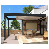 Pergola Bioclimatique Motorisée à Lames Orientables en Alliage d'Aluminium - Imperméable, Résistante au Vent, Thermolaquée, Facile à Assembler, Style Naturel Chinois