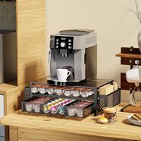 Oniya, tiroir de rangement coulissant à 2 niveaux et support pour accessoires à café, pour 63 capsules grandes ou 80 capsules petites, compatible avec les dosettes K-Cup