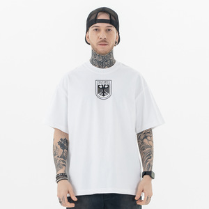 เสื้อยืดผ้าฝ้ายสีดำทรงหลวมแขนสั้นพิมพ์ลายกราฟิกคอกลมเสื้อยืดสตรีทแวร์ - Product Image 2