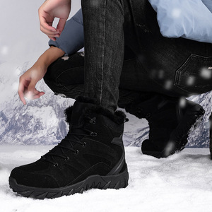 Bottes d'hiver pour hommes, hauteur cheville, en faux daim, doublées de fourrure, semelle extérieure en caoutchouc, chaussures de randonnée en plein air - Product Image 2