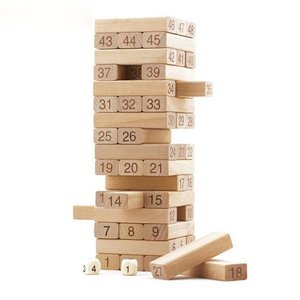Bloques de madera número derrocar madera juego de juguetes de bloques de apilamiento Torre divertido jardín patio juego educativ - Product Image 3