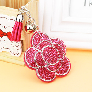 Nouvelle Offre Spéciale : Porte-clés Tlannelette à Pampilles et Diamants Incrustés, Breloque Fleur Tendance pour Sac et Voiture - Product Image 4