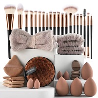Éponge de maquillage pour le visage, marque privée OEM, bandeau, pinceaux en nylon, sans latex, colorés, lot de 40 pièces pour l'application du fond de teint