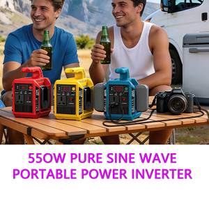 Onduleur portable à onde sinusoïdale pure 550W, pack de batteries 18V 20V, AC vers AC 60Hz 110V-240V, charge rapide USB Type C 65W, LED 12V DC - Product Image 1