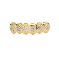Gros Halloween Brillant En Laiton Plaqué Or Dents Grillz Fine Hip Hop Bijoux De Corps pour Hommes Rappeur En Gros Halloween Bretelles