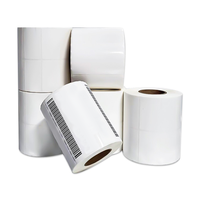 Étiquettes d'usine 50 microns, autocollantes blanches brillantes, rouleau jumbo, imperméables, durables, en PET, pour emballage, personnalisables, promotionnelles