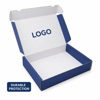 Caja de Cartón Corrugado Azul Marino Ecológica y Personalizable con Asas Troqueladas para Ropa, Regalos y Envíos de Comercio Electrónico