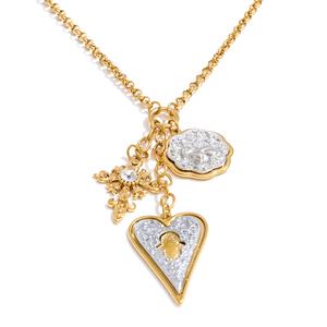 Collar con Colgante de Corazón de Acero Inoxidable Estilo Francés XY 5403, Diseño Mixto con Circonita Cúbica y Cruz - Product Image 1