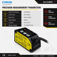 Capteur optique GLX-D100PUI PNP+Analogique 4-20mA/0-5VDC, capteur de déplacement laser, épaisseur 10035mm, indice de protection IP67, répétabilité 100µm