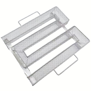 Plateau de fumage BBQ en acier inoxydable 304, maille soudée tissée, logo personnalisé OEM, forme M, pour barbecue au gaz ou au charbon, outil professionnel d'extérieur - Product Image 4