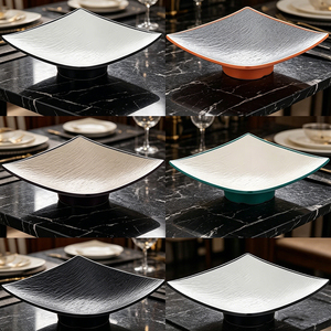 Plato Desechable de Melamina con Base Alta, Diseño Moderno, para Uso Comercial en Restaurantes y Fiestas, para Postres, Bocadillos y Platos Fríos, para Hoteles - Product Image 1