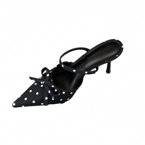 2026 New Arrival Satin Pointed Toe Polka Dot Bowknot Slingback Sandals Thin Ankle Strap Elegant Women Party High Heels - Product Image 5