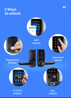 Ventes directes d'usine Vians, serrure intelligente avec empreinte digitale, mot de passe, carte RFID, application, télécommande, déverrouillage par clé