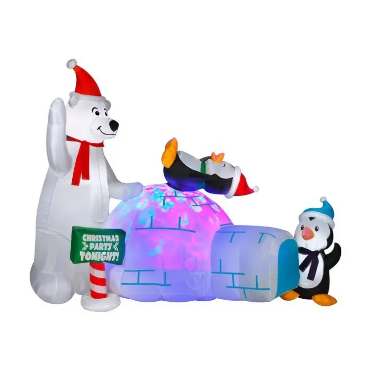 Iluminación navideña decorativa de oso polar, decoraciones inflables de Navidad, baratas, para patios