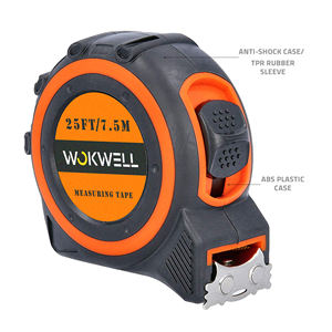 Ruban à mesurer personnalisé avec logo, 7,5 m (25 pieds), en ABS et acier inoxydable, support en acier, crochet en acier, verrouillage à bouton-poussoir, étui haute visibilité - Product Image 2