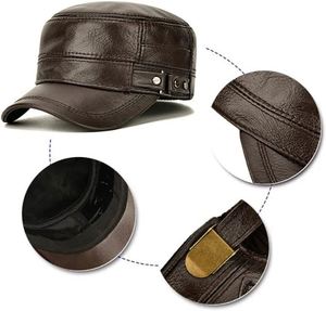 Fashion Curved Brim Flat-top <b>Hats</b> Men Fitted Adjustable 100% Cotton Thickened Winter Waterproof Business Breathable Comfort - Product Image 3