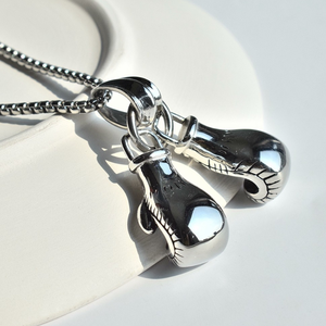 Gants de boxe et de fitness en acier inoxydable avec pendentif, collier en or 18 ct plaqué sur mesure, collier pour <span class=keywords><strong>homme</strong></span> élé<span class=keywords><strong>gant</strong></span> punk hip hop - Product Image 1