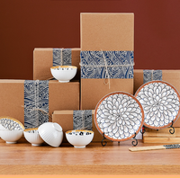 Ensemble de vaisselle en céramique colorée imprimée par tampographie, assiettes en porcelaine, style bohème pour la maison et les cadeaux