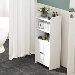 Meuble de rangement de salle de bain moderne en bois SENYU, meuble autoportant pour papier toilette avec 2 portes et étagères pour petits espaces - Product Image 6