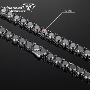 직접 공장 판매 하이 퀄리티 희귀 블랙 Moissanite 테니스 체인 목걸이 100% 다이아몬드 테스트 통과 힙합 스타일 남성용 - Product Image 2