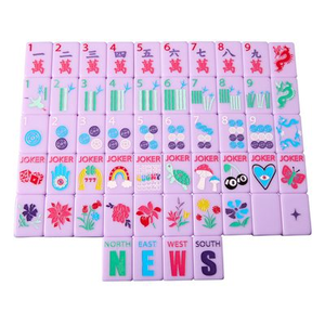 Juego de Mahjong Americano de Acrílico Morado Lavanda Ecológico y Moderno Personalizado con Patrón Floral Pintado a Mano - Product Image 4