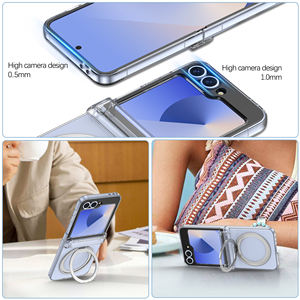 La última funda de teléfono transparente de PC duro para <span class=keywords><strong>Samsung</strong></span> Galaxy Z <span class=keywords><strong>Flip</strong></span> 6, funda protectora con soporte de anillo magnético para <span class=keywords><strong>Samsung</strong></span> Z <span class=keywords><strong>Flip</strong></span> 5 - Product Image 5