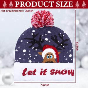 YACHEN Custom LED Light up Knitted Beanie Christmas <strong>Hat</strong> Colorful Flashing <strong>Holiday</strong> Xmas Supplies Christmas <strong>Hats</strong> with Led Lights - Product Image 2