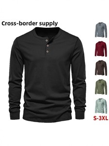 Camiseta Henley Casual para <span class=keywords><strong>Hombre</strong></span> 2026, Cuello Redondo, <span class=keywords><strong>Manga</strong></span> <span class=keywords><strong>Larga</strong></span>, Color Sólido, Malla Transpirable de Secado Rápido, Top Deportivo - Product Image 1
