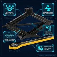 Cric à ciseaux robuste de 2 tonnes avec poignée à cliquet, kit d'outils de levage d'urgence portable pour véhicule