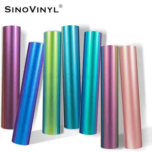 SINOVINYL Cut Die HTV Heat Transfer Textiles Vinyl Cutting Clothing Cotton 0.5x25m Chameleon Metallic Color PU High Film Rohs