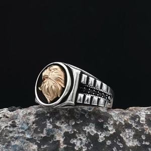 Eagle Head Men's <b>Ring</b> Two-Tone Alloy Punk Style Fashion Jewelry Gift <b>Ring</b> - Product Image 3