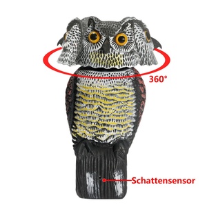 Éloigne-oiseaux réaliste : Chasse-oiseaux en plastique en forme de hibou avec tête rotative et son pour jardin, cour, répulsif anti-nuisibles extérieur - Product Image 1