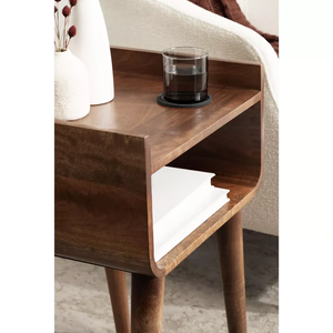 Modern Wooden Nightstand with Tapered Legs Open Shelf Solid Wood <b>Bedside</b> <b>Table</b> Bedroom Storage Furniture Home Decor - Product Image 2