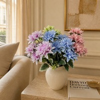 Bouquet de fleurs artificielles Dahlia, 6 têtes, Dahlia Pinnata au toucher réel, en gros, pour mariage, décoration intérieure, centre de table, couleurs mélangées
