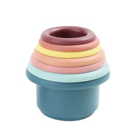 Tasses empilables en silicone de qualité alimentaire, jouet sensoriel doux pour le bain, jouet éducatif, cadeau de remise de diplôme très vendu