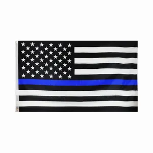 סיטונאי באיכות גבוהה משי מסך הדפסה משלוח בארה"ב משטרת דגל 100% פוליאסטר חיצוני מעופף 3 * 5FT דק כחול קו אמריקאי דגל