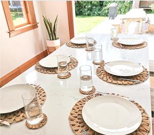 Mantel Individual tejido bohemio, conjunto de decoración de mesa, redondo, mimbre, cargador - Product Image 2