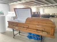 Ataúd de Mdf SA89 con acabado de alto brillo, chapa de roble para funeraria, aaudes
