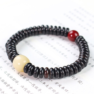 Ebony Wood <b>Bracelet</b> With Purple Sandalwood Spacer Beads Single Strand Unisex Everyday Wear Cultural Collectible Jewelry - Product Image 1