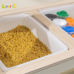 โต๊ะไม้และกิจกรรมทางประสาทสัมผัสสำหรับเด็กพร้อมเก้าอี้2ตัวสำหรับการเล่นสร้างสรรค์น้ำ/ทราย & การเรียนรู้เด็กวัยหัดเดินและเด็ก - Product Image 4