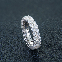 Stocks Fine Jewelry Moissanite Tennis Rings 925 Sterling Silver Full Circle Double Row Moissanite Rings Hip Hop Jewelry