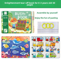 Toddler Educational Quiet Book Puzzle Paste Matching Game Kids Early Learning Activities Picture Books Magic Tape Wooden Books