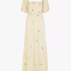 Robe longue décontractée d'été pour femme OEM, élégante, brodée de fleurs, en lin, nouvelle collection, taille naturelle, en coton, offre spéciale - Product Image 4